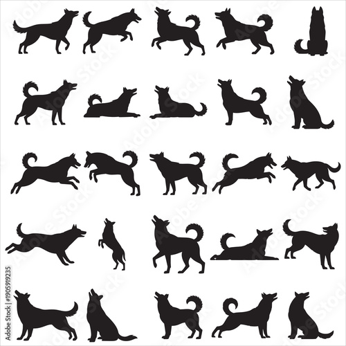 Husky Dog Silhouette Clipart
