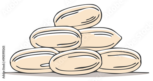 Peanut Stack Illustration, Pile of Nuts, Healthy Snack