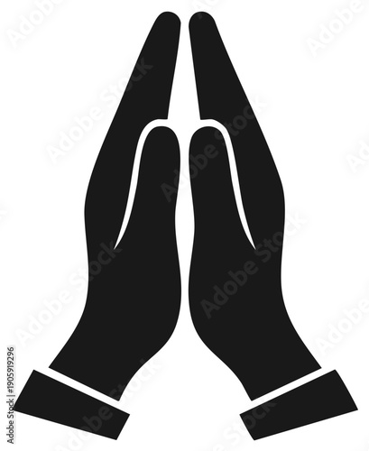 Praying Hands Silhouette: Hope, Faith, Spiritual Gesture of Supplication, Reverence