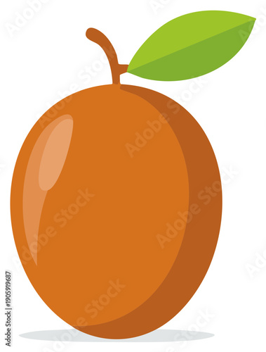 Orange fruit illustration with a green leaf, healthy food concept