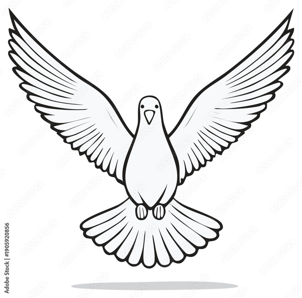 Fototapeta premium Stylized Dove Icon with Spread Wings Symbol of Peace and Hope