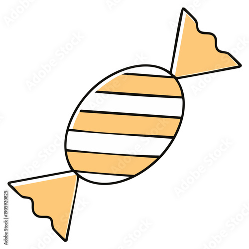 Hand Drawn Candy Wrapped in Striped Cellophane for Festive Celebrations and Halloween Treats