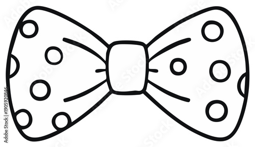 Black and White Polka Dot Bow Tie Outline Illustration for Fashion, Celebrations, and Elegant Design Elements