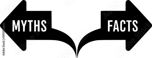 Two arrows pointing in opposite directions representing a choice between myths and facts
