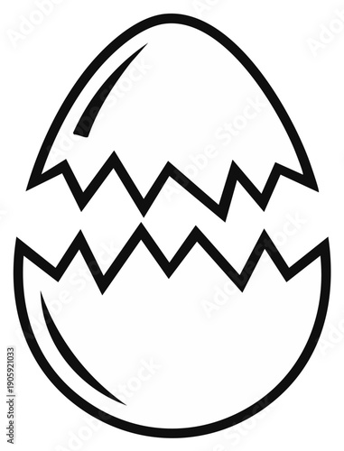 Cracked Eggshell Line Art Symbol of New Life and Beginning
