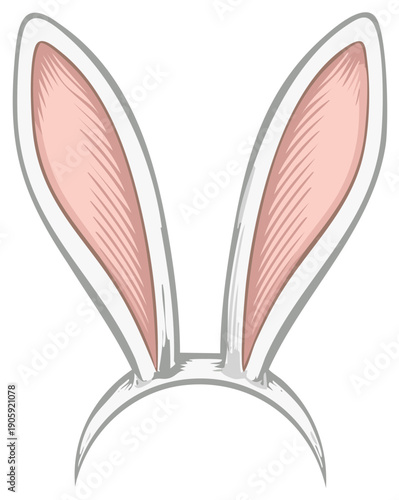 Whimsical White Rabbit Ears Headband Illustration for Easter Celebrations