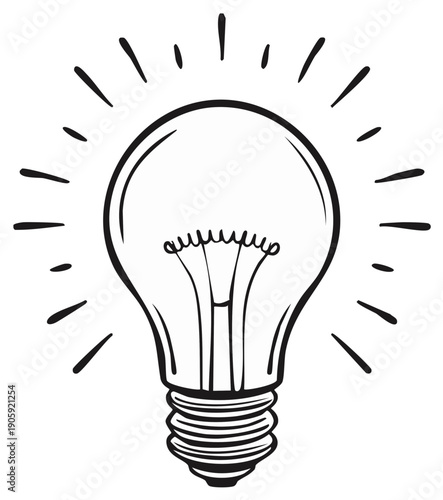 Hand drawn light bulb illustration symbolizing bright ideas creative thinking and innovation concepts
