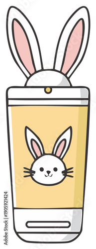 Cute cartoon cosmetic tube with a bunny face and ears symbolizing cruelty free products