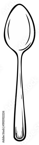 Simple elegant kitchen spoon line art illustration for cooking and eating utensils design