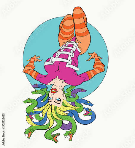 Upside down medusa woman fantasy art