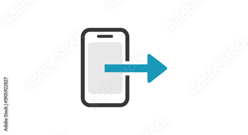 Smartphone with blue arrow pointing right.