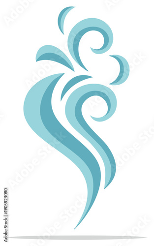 Stylized Blue Water Vapor Swirl Design on White Background