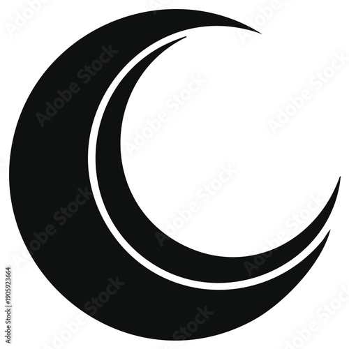 Crescent moon silhouette illustration for design, decorative element