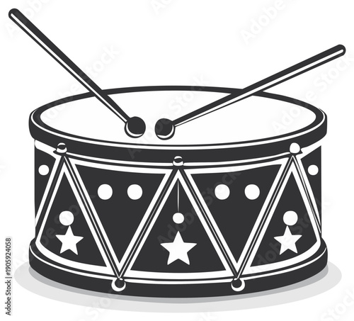 Traditional Toy Drum with Drumsticks Detailed Decoration