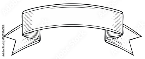 Drawn black and white banner illustration with blank space for text, isolated design.