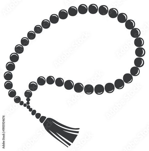 Simple vector icon of misbaha or Islamic prayer beads for spiritual worship and meditation