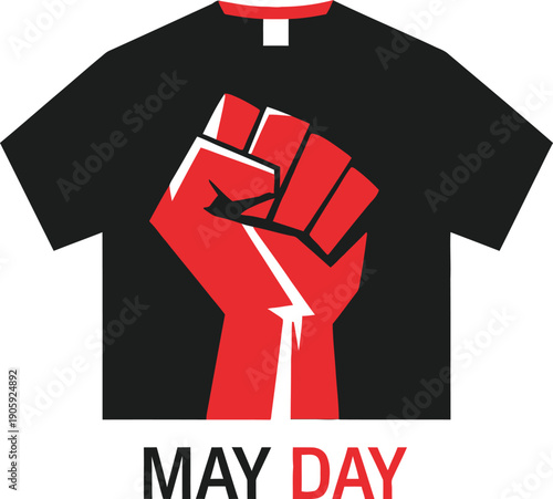 May day t shirt with fist graphic