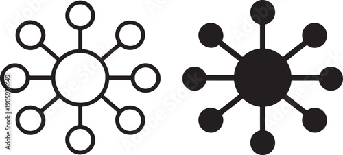Silhouette bold outline black network topology icons vector eps set.