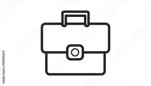 Simple black and white briefcase icon illustration.