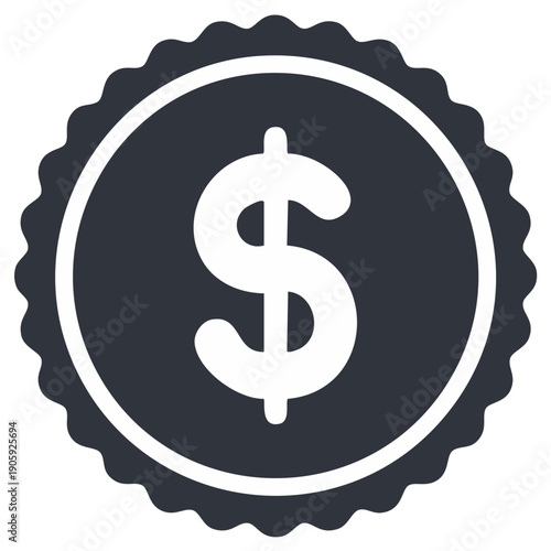 Stylized Dollar Coin Token Graphic Flat Icon for Banking Finance Currency