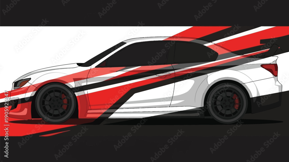 Fototapeta premium Modern Racing Livery Design for Car and Motorcycle Vector Illustration