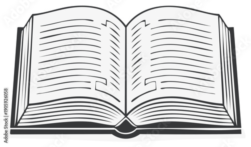 Open Book Illustration Vector in Black and White