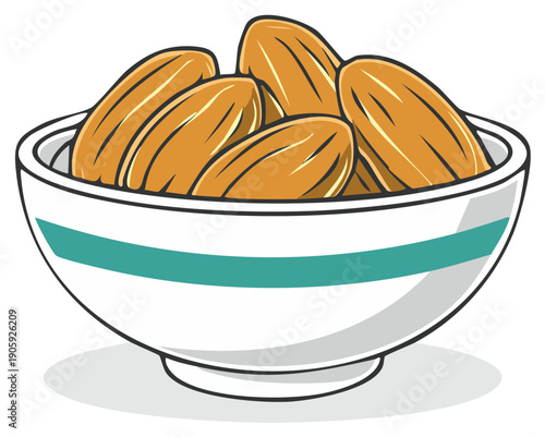 Bowl of Almonds Illustration
