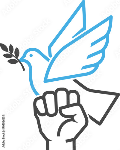 Dove of peace emerging from fist