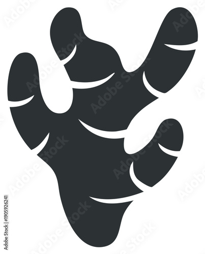 Black ginger root silhouette icon illustration, Asian cuisine flavoring ingredients vector graphic, minimal organic food cooking symbol