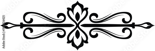 Elegant decorative flourish featuring arrows and motifs, silhouette vector design for ornamental accents, classic borders, wedding invitations, stationery, logos, and timeless creative pr