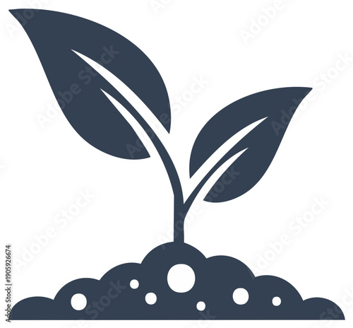 Stylized Sprout Emerging from Soil Icon Symbolizing Growth and New Beginnings