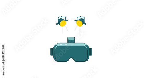 Virtual reality goggles with yellow lenses.