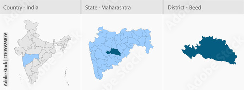 Beed_Map_Vector detailed map illustration graphic for educational reference, geographic visualization, design layouts, presentations, digital media an
