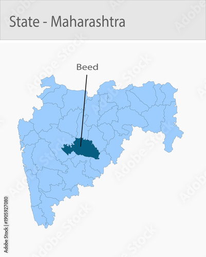 Beed-Maharastra_Map detailed map illustration graphic for educational reference, geographic visualization, design layouts, presentations, digital medi