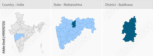 Buldhana_Map_Vector detailed map illustration graphic for educational reference, geographic visualization, design layouts, presentations, digital medi