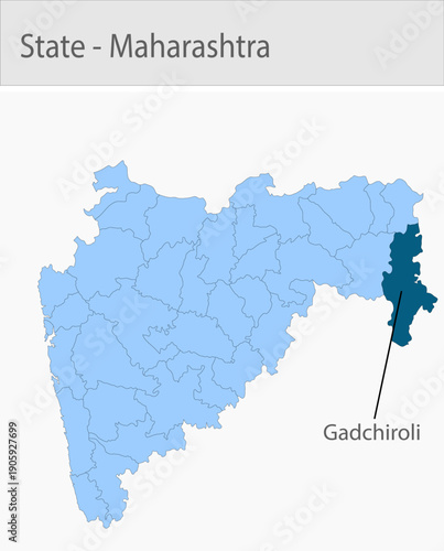 Gadchiroli-Maharashtra_Map detailed map illustration graphic for educational reference, geographic visualization, design layouts, presentations, digit