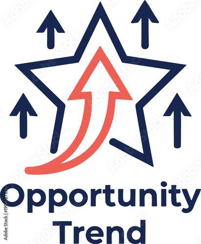 Opportunity trend concept icon, upward growth direction, business potential analysis, success momentum strategy, market opportunity visualization