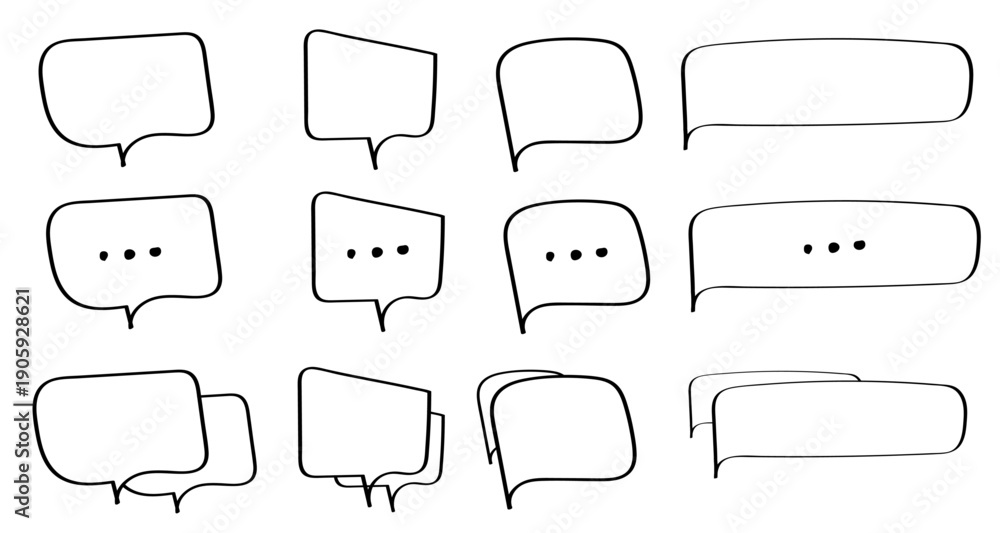 Obraz premium chat and speech bubble doodle comic style icon art