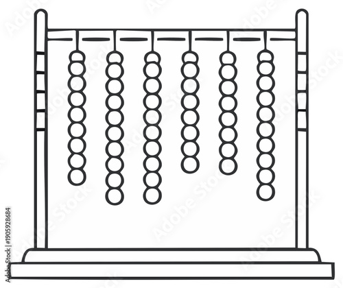 Black and white illustration of an abacus