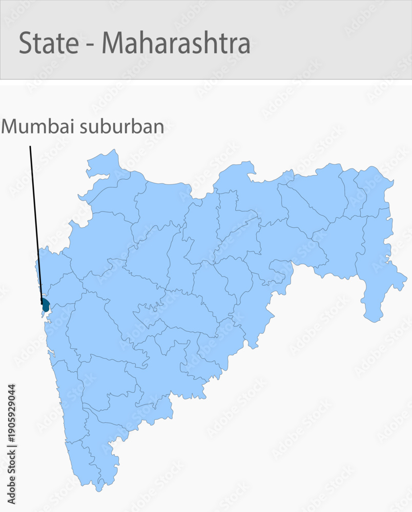 Obraz premium Mumbai_suburban-Maharashtra_Map detailed map illustration graphic for educational reference, geographic visualization, design layouts, presentations,