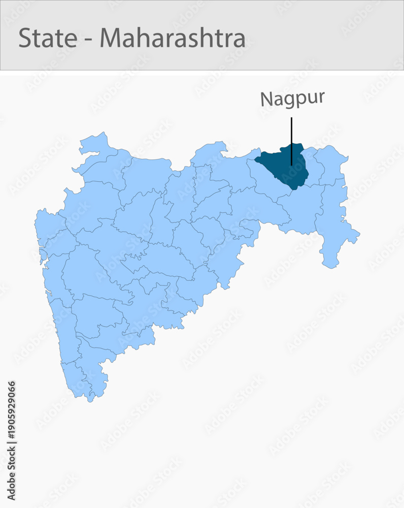 Fototapeta premium Nagpur-Maharashtra_Map detailed map illustration graphic for educational reference, geographic visualization, design layouts, presentations, digital m