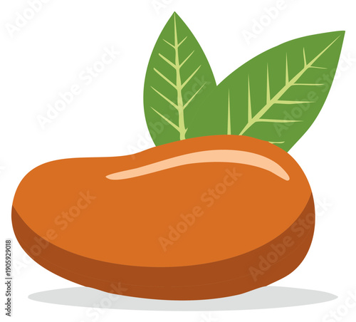 Depiction of a bean with two leaves in a vibrant cartoon style for educational illustrations