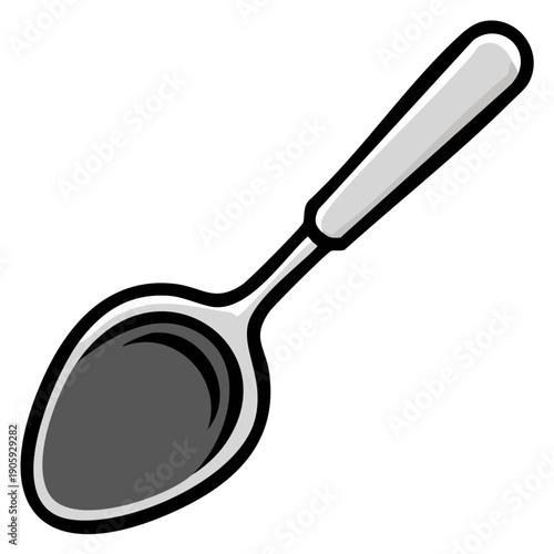 Metal spoon vector illustration for eating, cooking, and kitchen utensils design projects or culinary blog posts and recipes