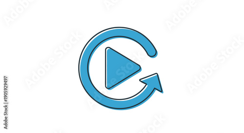 Blue play button refresh icon symbol.