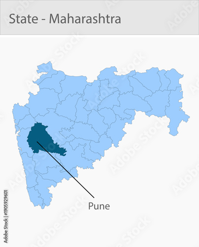 Pune-Maharashtra_Map detailed map illustration graphic for educational reference, geographic visualization, design layouts, presentations, digital med