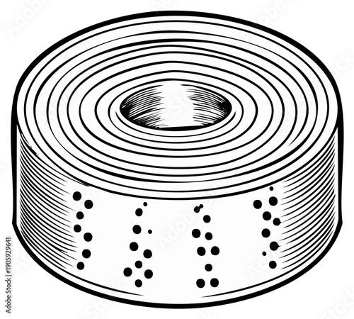 Illustrated roll of perforated tape for vintage data storage