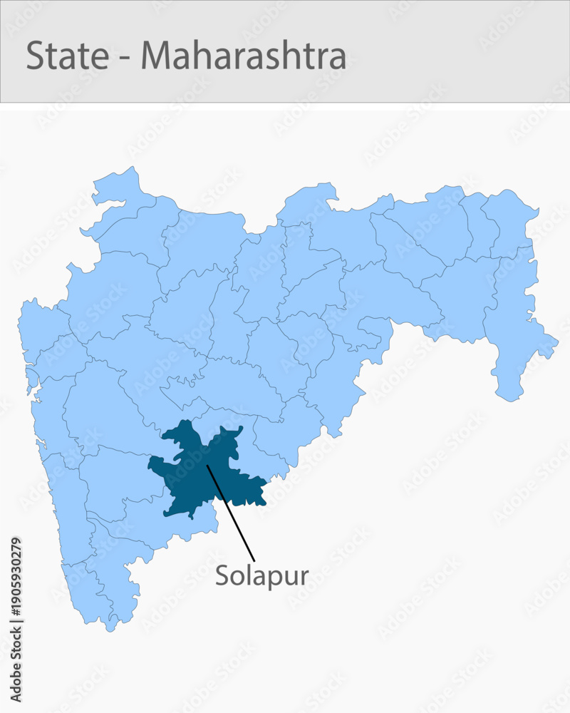 Fototapeta premium Solapur-Maharashtra_Map detailed map illustration graphic for educational reference, geographic visualization, design layouts, presentations, digital