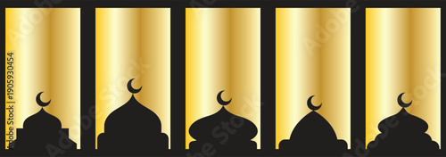 Set of islamic shape illustration design blank islamic shape template vector. Islamic vector shape of a window or door arch. Arab frame set. Ramadan kareem