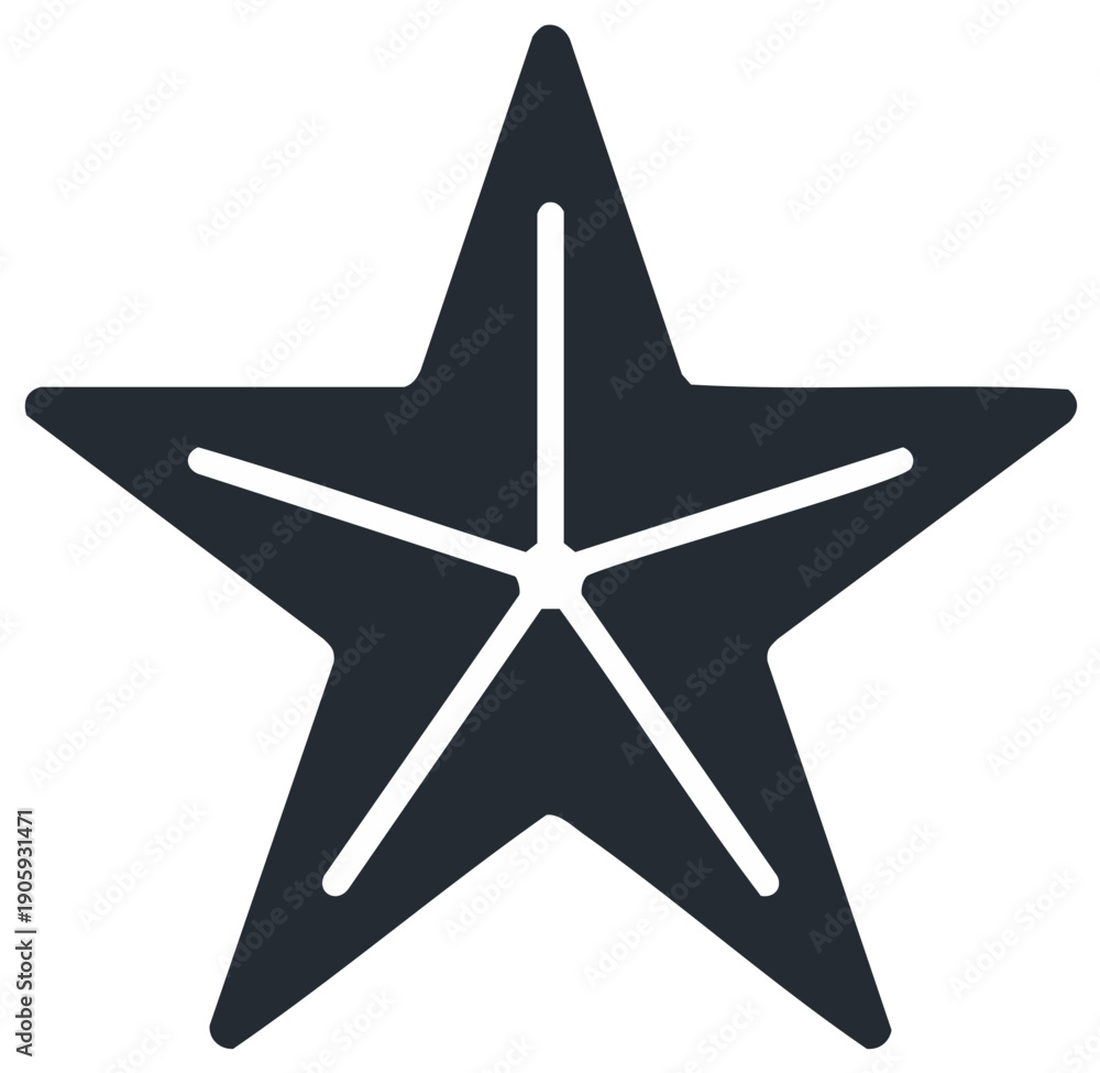 Obraz premium Modern graphic five pointed star icon with radial internal lines design