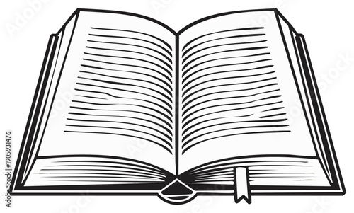 Open Book Vector Illustration with Pages and Bookmark for Education Concept